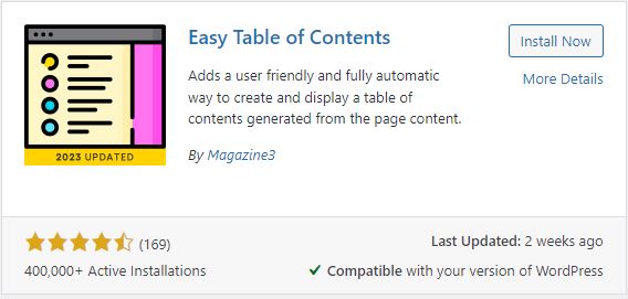 Easy Table of Contents