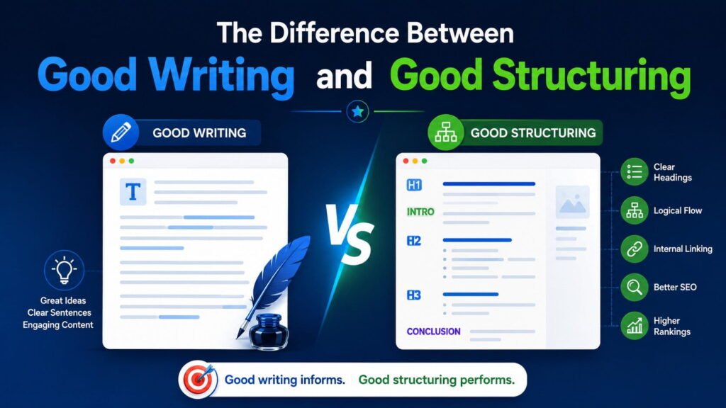 How to Structure a Blog Post That Google Loves (2026) 2 The Difference Between Good Writing and Good Structuring